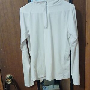 Lightweight Long-Sleeve Half Zip Top - White